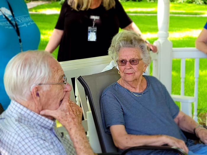 Ridgecrest residents enjoying the Gazebo in the Village Green